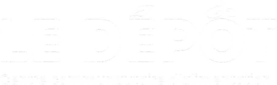 Le Dépôt white logo in French